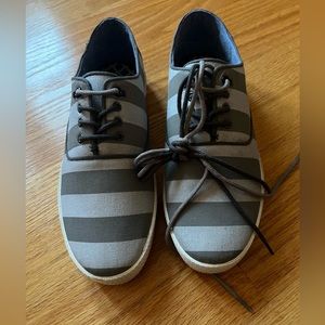 New Ted Baker TOBII Blue Grey Stripe Canvas Sneaker Shoe SIZE 8
